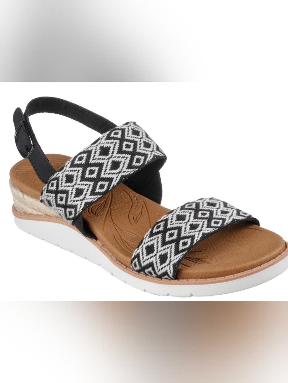 Skechers BEACH KISS - OCEAN RUSH Slingback Wedge Espadrille Sandals Black Sz 11